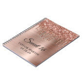 Roos Gold Glitter Drips Metallic Sweet 16 Gast Notitieboek (Linkerzijde)
