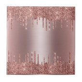 Roos Gold Glitter Drips Naadloze Patroon Versie 3 Tegeltje (Voorkant)