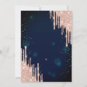Roos Gold Glitter Drips Navy Blue 30th Birthday Kaart (Achterkant)