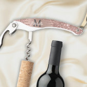 Roos Gold Glitter Drips Pink Metal Naam Kurkentrekker