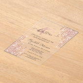 Roos Gold Glitter Drips Roos Gold 40e verjaardag Acryl Uitnodigingen (Laagn)