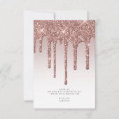 Roos Gold Glitter Drips Script Sweet 16 Bedankkaart (Achterkant)