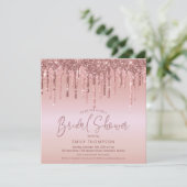Roos Gold Glitter Drips Script-Vrijgezellenfeest Kaart (Staand voorkant)