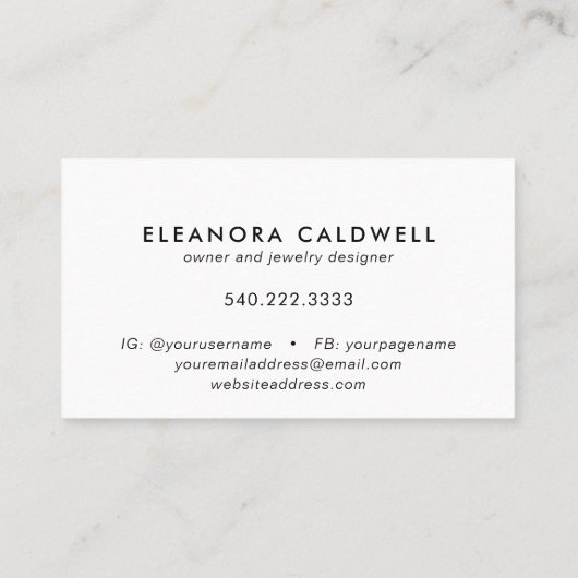 Roos Gold Glitter Drips Sieraden Designer Monogram Visitekaartje (Achterkant)