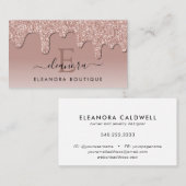 Roos Gold Glitter Drips Sieraden Designer Monogram Visitekaartje (Voorkant / Achterkant)