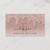 Roos Gold Glitter Drips Sieraden Designer Monogram Visitekaartje (Voorkant)