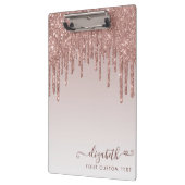 Roos Gold Glitter Drips Sparkle Modern Heart Klembord (Links)