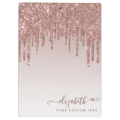 Roos Gold Glitter Drips Sparkle Modern Heart Klembord (Achterkant)