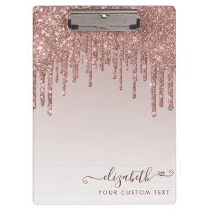 Roos Gold Glitter Drips Sparkle Modern Heart Klembord