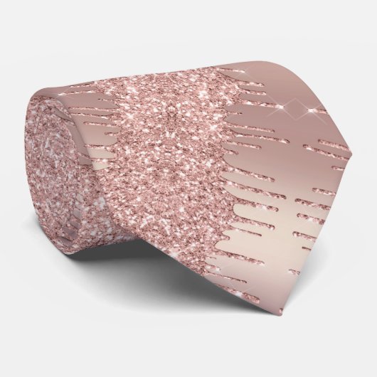 Roos Gold Glitter Drips Stropdas (Opgerold)