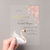 Roos Gold Glitter Drips Swan Crown Flowers Acryl Uitnodigingen (Insitu (Draagbaar))