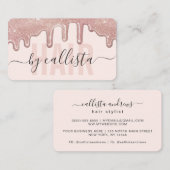Roos Gold Glitter Drips Typografie Haarstylist Visitekaartje (Voorkant / Achterkant)
