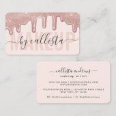Roos Gold Glitter Drips Typografie Make-up Artist Visitekaartje (Voorkant / Achterkant)