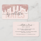 Roos Gold Glitter Drips Typografie Nail Artist Visitekaartje (Voorkant / Achterkant)