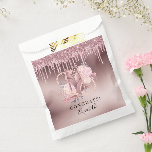 Roos Gold Glitter Drips Verrassingspensioen Bedankzakje (Gezegeld)