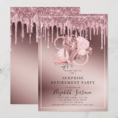 Roos Gold Glitter Drips Verrassingspensioen Kaart (Voorkant / Achterkant)