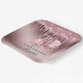 Roos Gold Glitter Drips Verrassingspensioen Papieren Bordje (Gebogen)