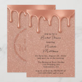 Roos Gold Glitter & Drips Vrijgezellenfeest Kaart (Voorkant / Achterkant)