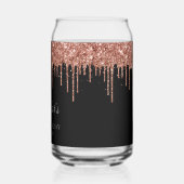 Roos Gold Glitter Drips Zwart 21e Verjaardag Blikvorm Glas (Links)