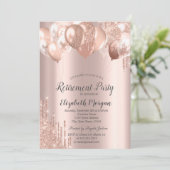 Roos Gold Glitter Drivers Ballons Pensioenuitkerin Kaart (Staand voorkant)