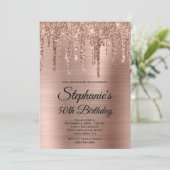 Roos Gold Glitter Drivers en Ombre Folie Birthday Kaart (Staand voorkant)