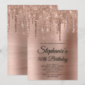 Roos Gold Glitter Drivers en Ombre Folie Birthday Kaart (Voorkant / Achterkant)