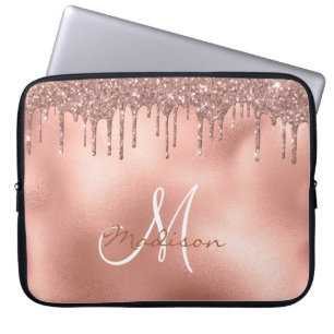 Roos Gold Glitter Drivers Monogram Laptop Sleeve