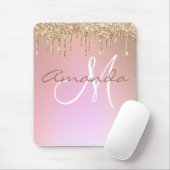 Roos Gold Glitter Drivers Monogram Muismat (Met muis)