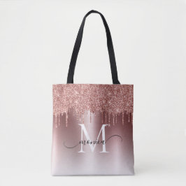 Roos Gold Glitter Drivers Monogram Naam Tote Bag