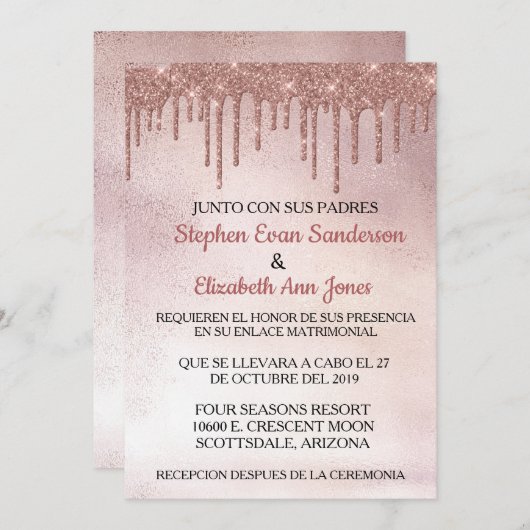 Roos Gold Glitter Drivers voor Spaanse weddenschap Kaart (Voorkant / Achterkant)