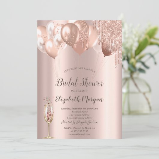 Roos Gold Glitter Drivers Vrijgezellenfeest ballon Kaart (Staand voorkant)