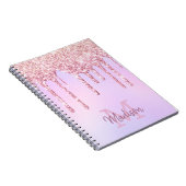Roos Gold Glitter Drives Ombre Unicorn Monogrammed Notitieboek (Rechterzijde)