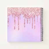 Roos Gold Glitter Drives Ombre Unicorn Monogrammed Notitieboek (Achterkant)