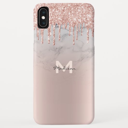 Roos Gold Glitter Drives Sparkles Marble Name Case-Mate iPhone Case (Achterkant)