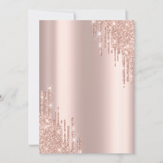 Roos Gold Glitter Drop Tropical Flowers Kaart (Achterkant)