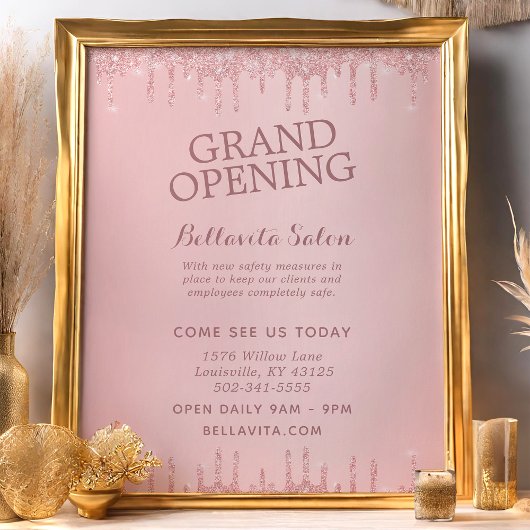 Roos Gold Glitter drukt Salon Grand Opening Flyer