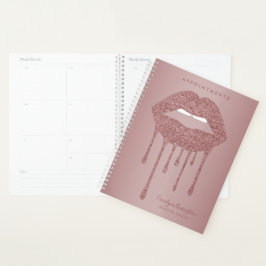 Roos Gold Glitter Druppelende Lippen Make-up Afspr Planner