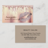 Roos Gold Glitter Druppelende Lippen Make-up Artie Visitekaartje (Voorkant / Achterkant)