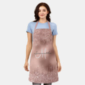 Roos Gold Glitter druppels Metallic Folie geperson Schort (Gedragen)