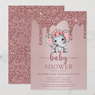 Roos Gold Glitter druppelt luchtig babymeisje uit Kaart