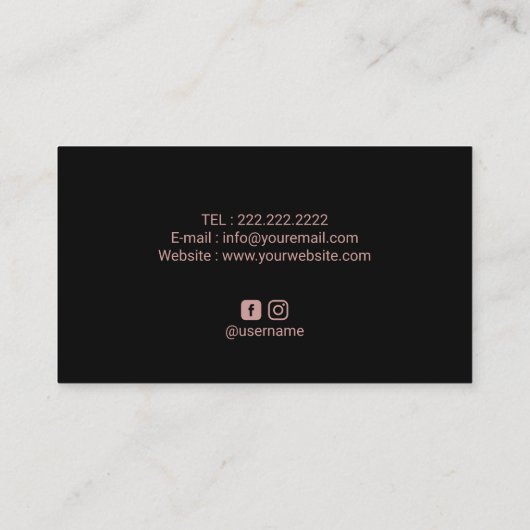 Roos Gold Glitter druppelt op Trendy Marble Beauty Visitekaartje (Achterkant)