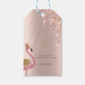 Roos Gold Glitter druppelt roze flamingo Baby show Cadeaulabel (Voorkant)