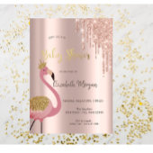 Roos Gold Glitter druppelt roze flamingo Baby show Kaart