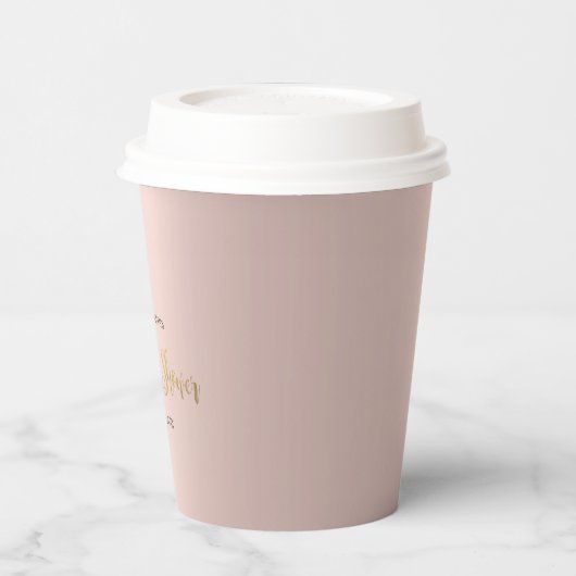 Roos Gold Glitter druppelt roze flamingo Baby show Papieren Bekers (Links)