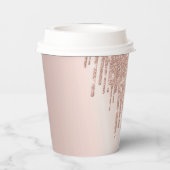 Roos Gold Glitter druppelt roze flamingo Baby show Papieren Bekers (Achterkant)