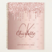 Roos gold glitter drupt monogram 2023 planner (Voorkant)