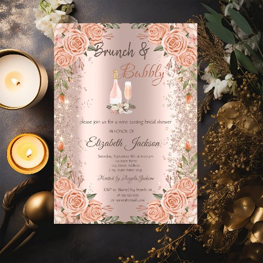 Roos Gold Glitter Dust Brunch Roos Vrijgezellenfee Kaart