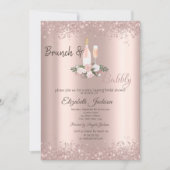 Roos Gold Glitter Dust Brunch Vrijgezellenfeest Kaart (Voorkant)