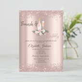 Roos Gold Glitter Dust Brunch Vrijgezellenfeest Kaart (Staand voorkant)