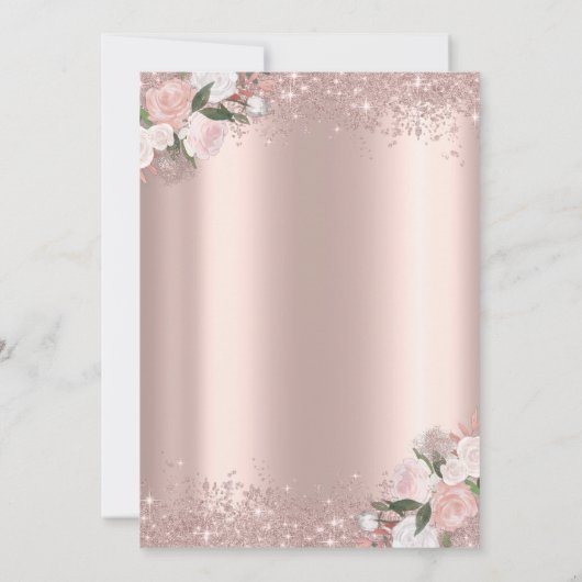 Roos Gold Glitter Dust Brunch Vrijgezellenfeest Kaart (Achterkant)